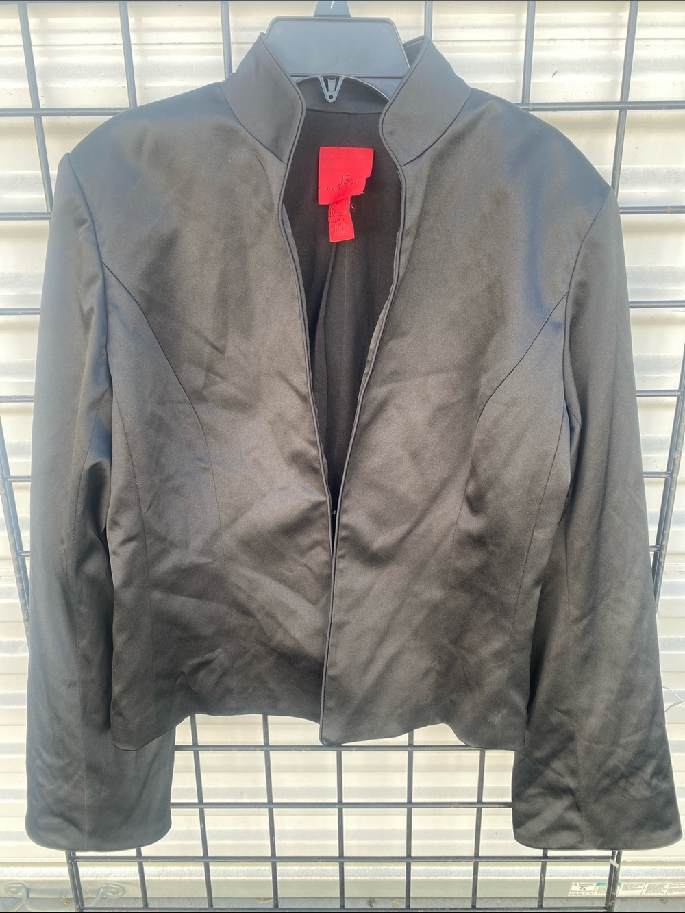 JS Collections Black Collarless Open-Front Jacket